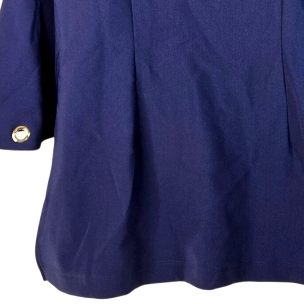 Boston Proper Navy Bell Sleeve Top W/ Gold Eyelet Details Size L - Picture 4 of 7